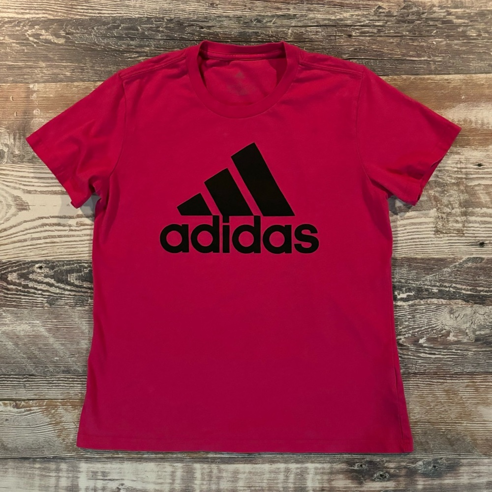 Women’s Pink Adidas T-Shirt, Adidas w/emblem on front